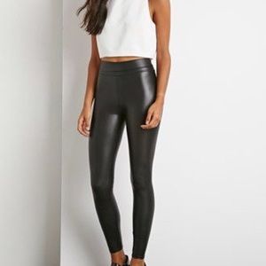 Black High Rise Faux Leather Leggings